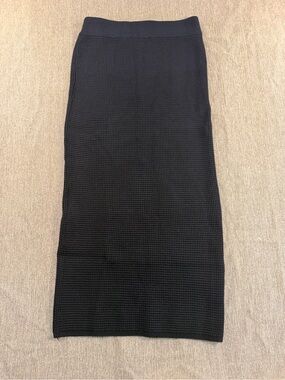 Tea N Rose Black Waffle Knit Midi Maxi Skirt Small NWT IWS48259